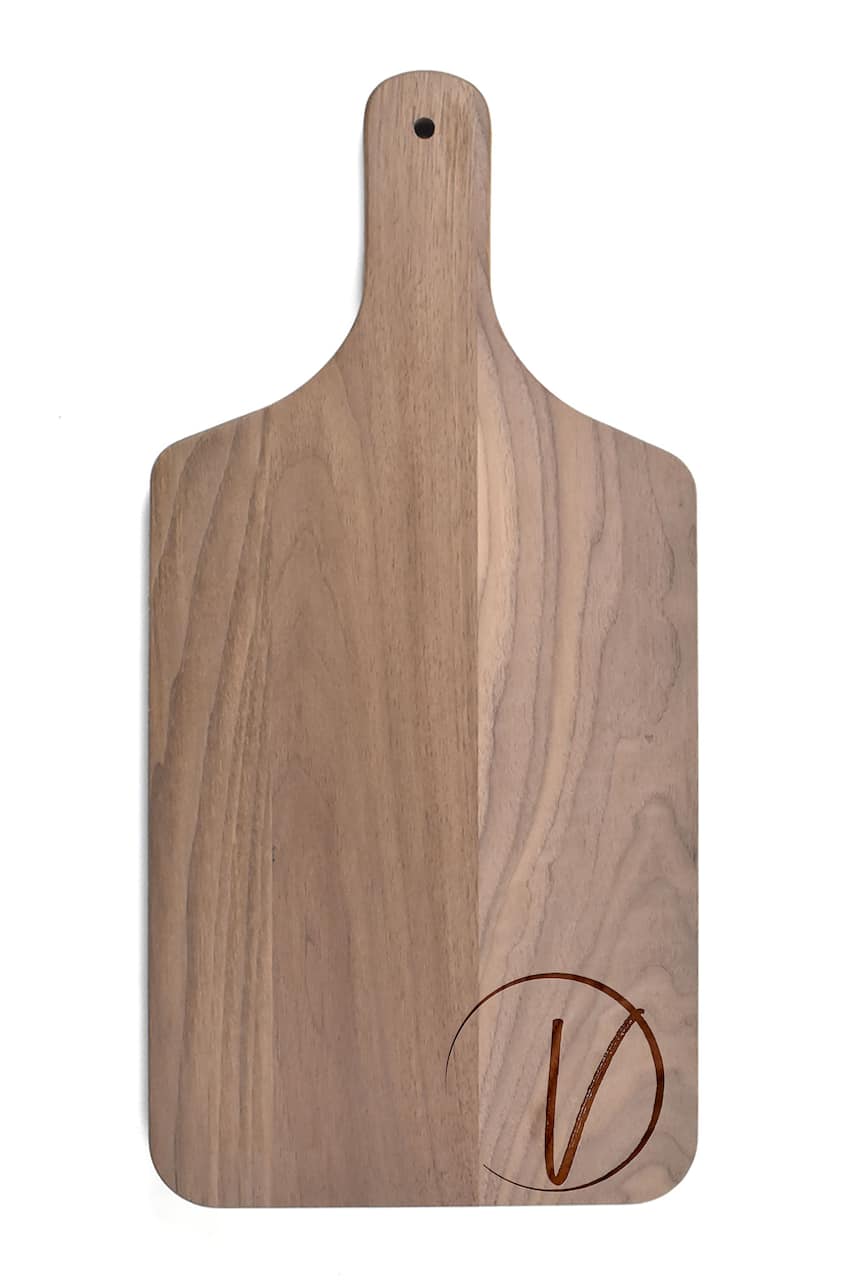 Circle Monogram Walnut Paddle Cutting Board